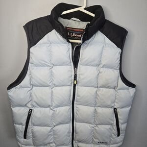 L.L. Bean Women's XL Quilted Down Vest Light Blue+ Black Warm/Lined READ